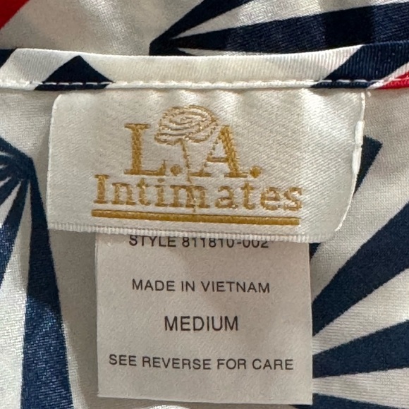 L.A. Intimates Vintage Red White Blue Firework Slip Dress Sexy Size M 80’s Silky - Picture 4 of 6